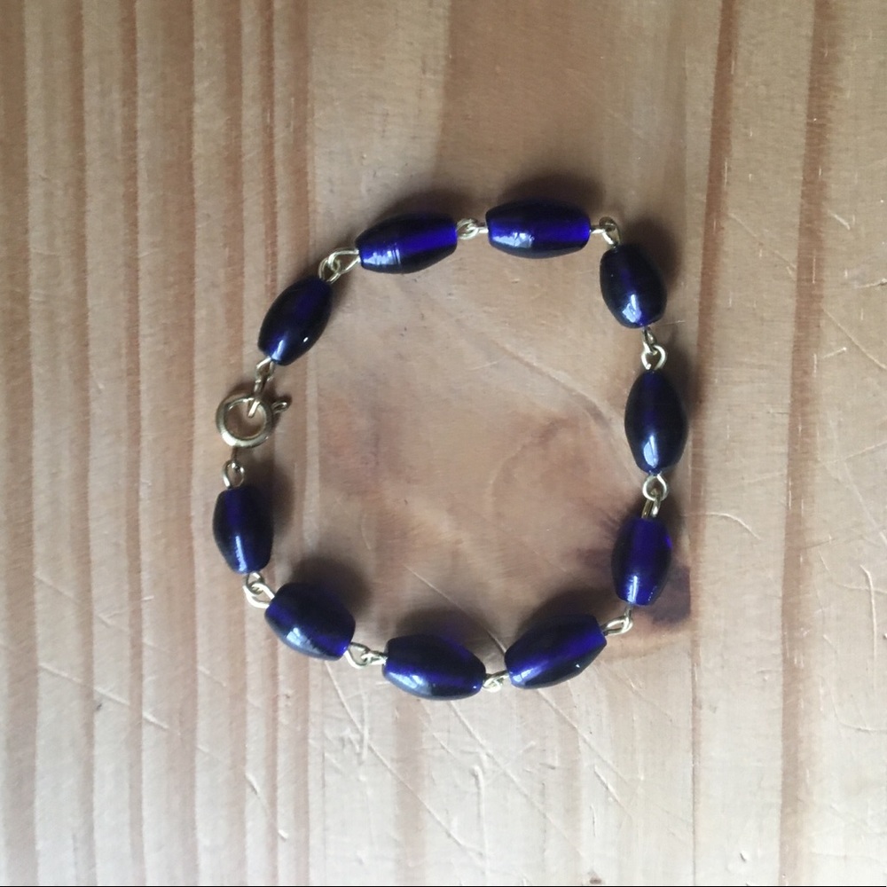 Blue Glass Beaded Bracelet
